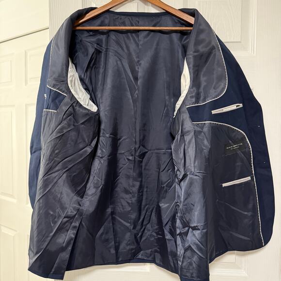 Alain Dupetit Men's Blue Navy Two Button 2 Piece Suit Set Size 50R/ 44W - Picture 3 of 10